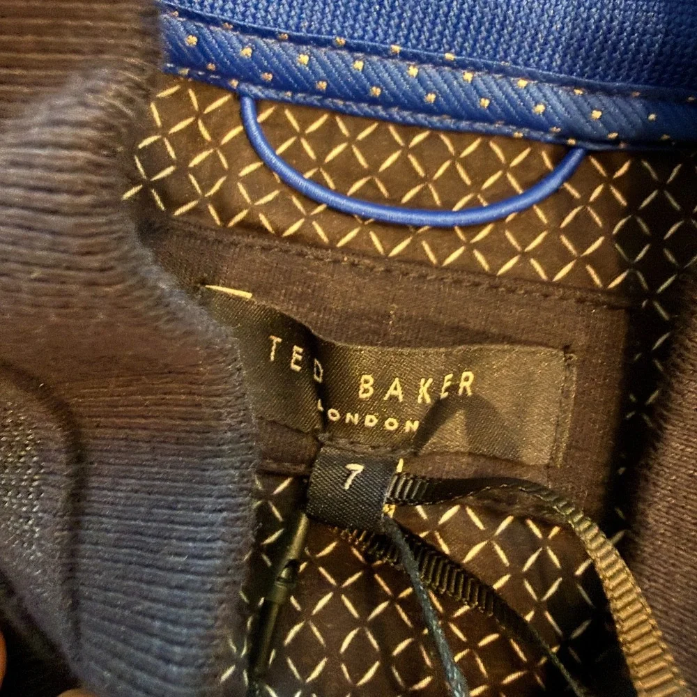 Ted Baker London Mens Curbing Slim Quarter Zip Pullover Sweater Navy Blue 7 XL